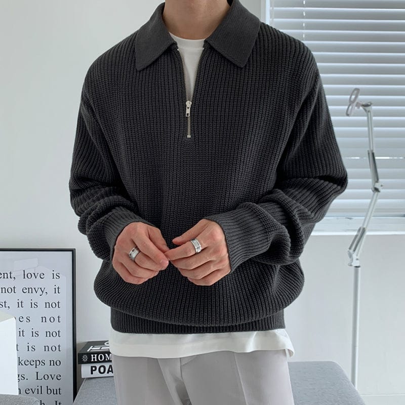 RT No. 6151 KNITTED HALF ZIP-UP COLLAR SWEATER – REALTAKAI