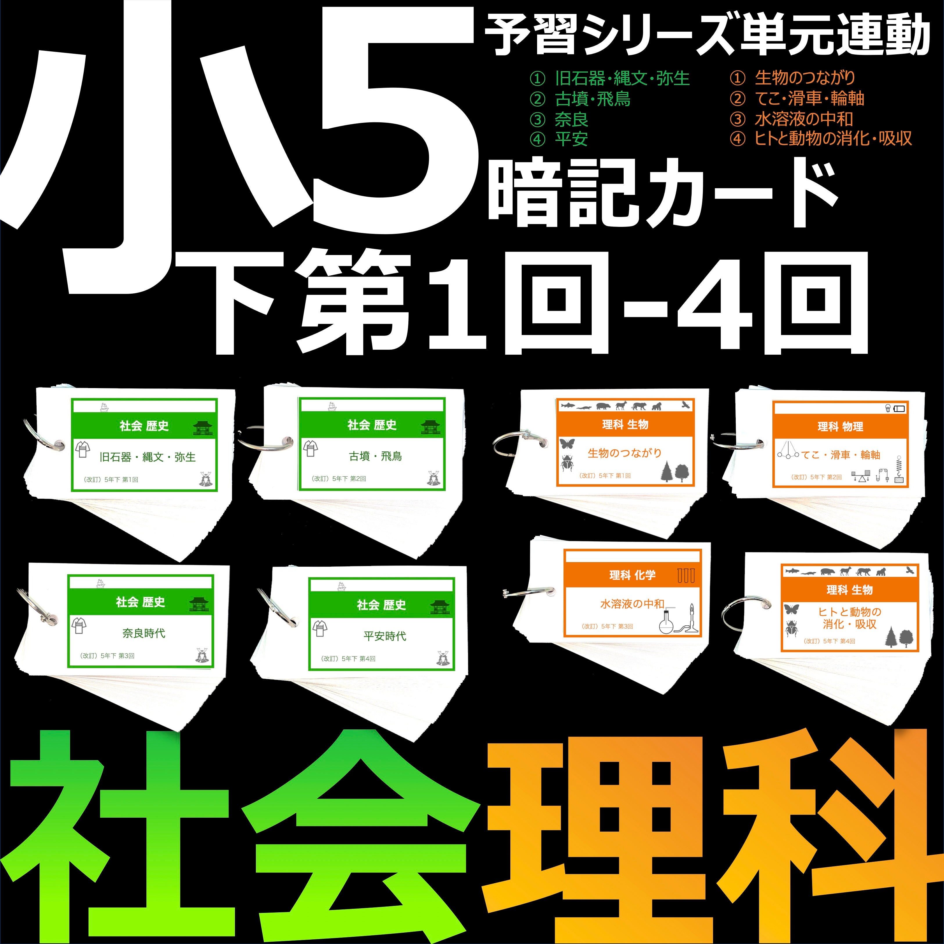 中学受験 暗記カード）5年下 社会・理科 1-4回セット – TT1-Learning