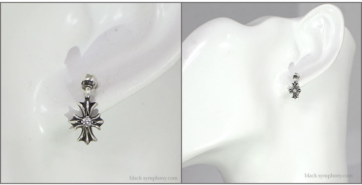 クロムハーツタイニーECHプラスドロップイヤリングwithダイヤモンド