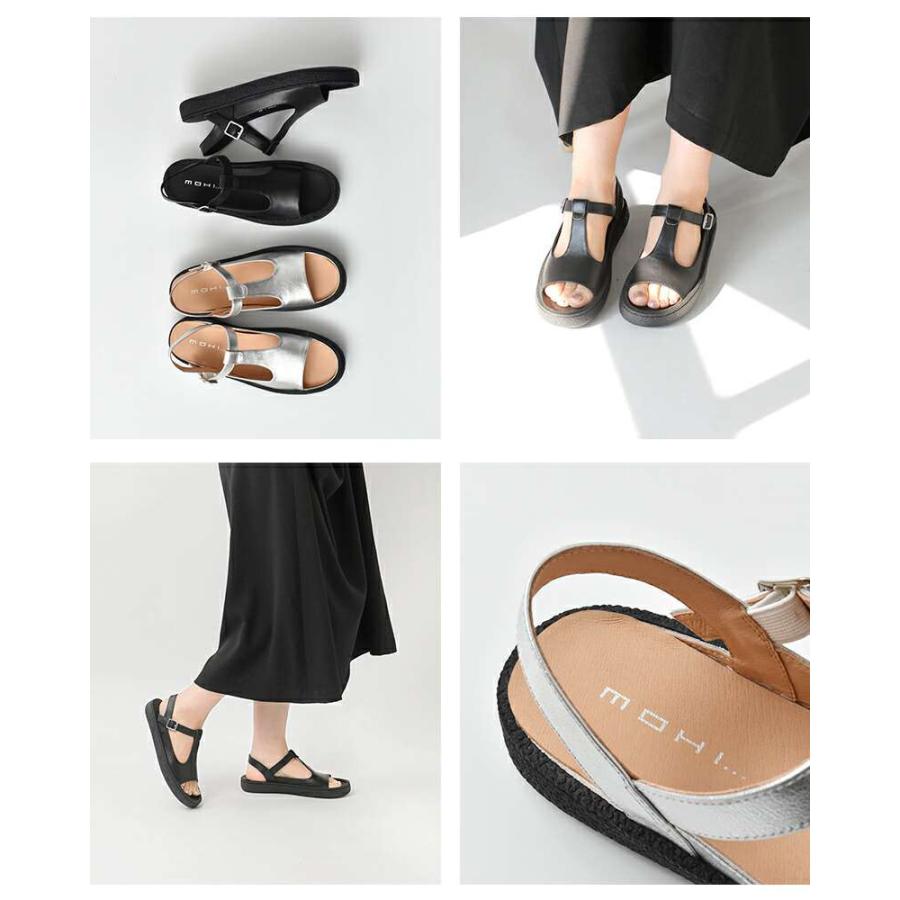 MOHI（モヒ） サンダル レザー Tストラップ オープントゥ フラット