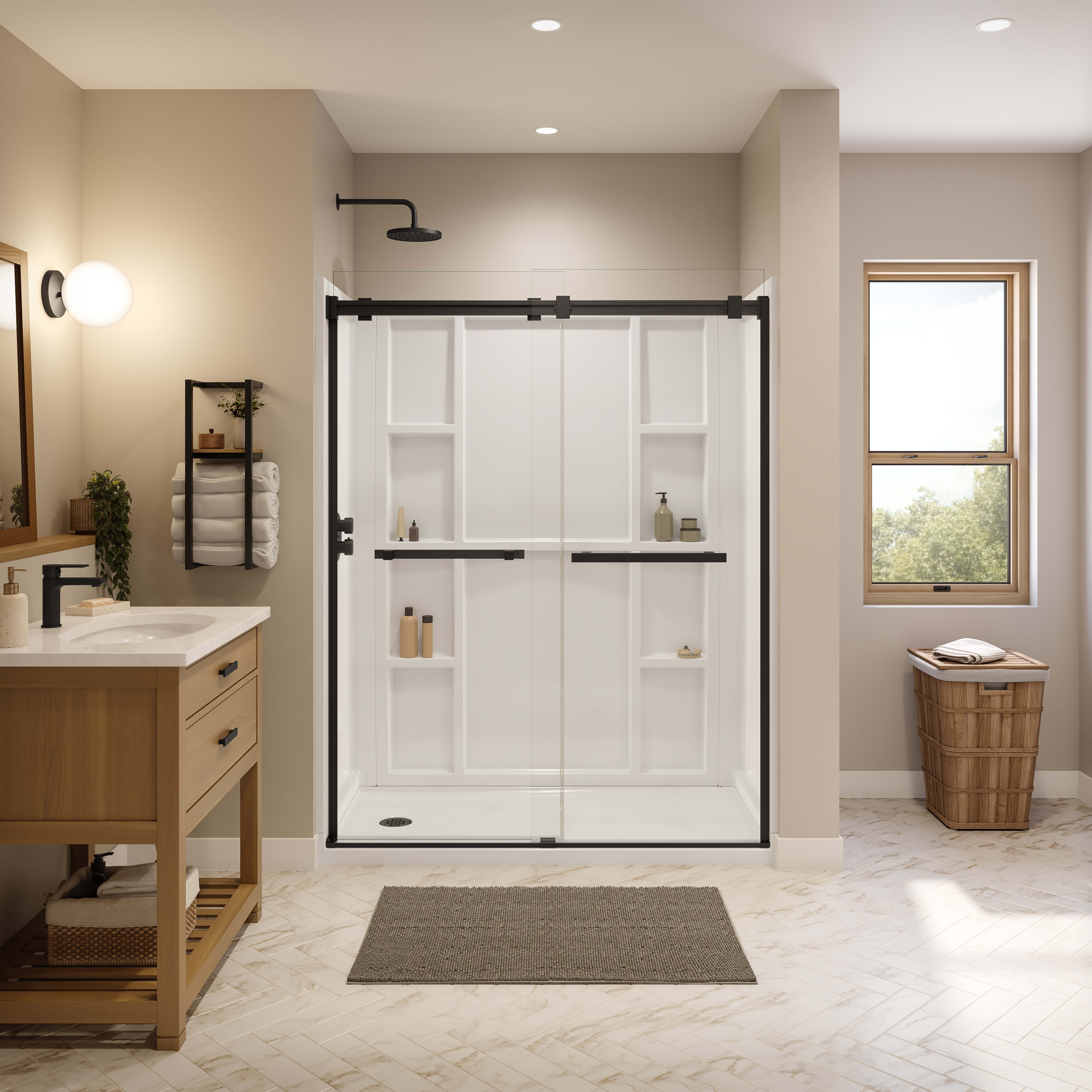Polar 54-59 ½ x 68 in. Bypass Shower Door for Alcove Installation