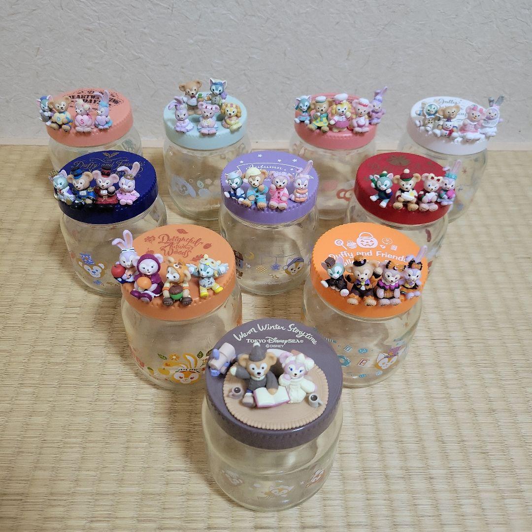 TDS ダッフィー＆フレンズ フィギュア付きガラス瓶(キャニスター)まとめ売り ディズニーシー disney キャニスター ダッフィーフレンズ 食器