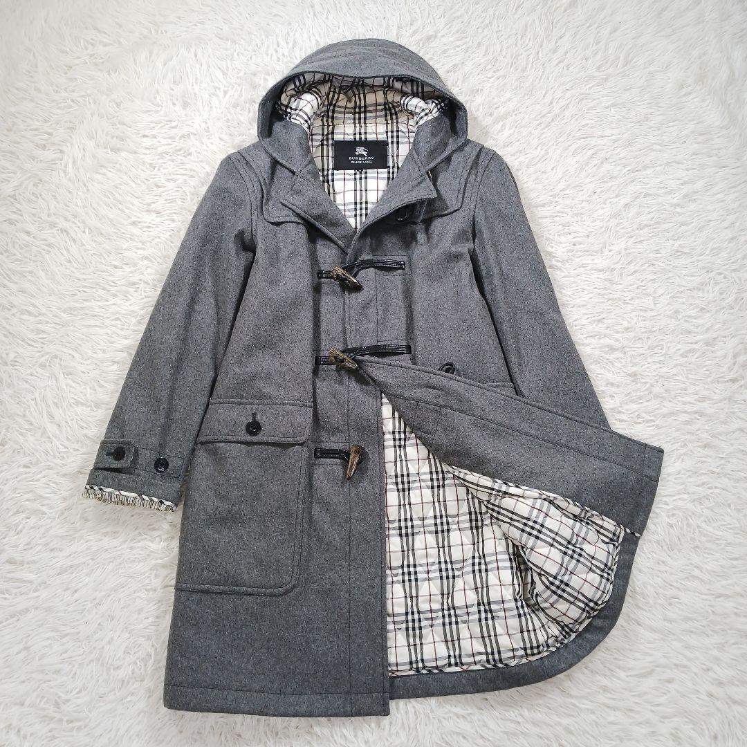✨美品✨バーバリーブラックレーベル　ダッフルコート　ノバチェック　カシミヤ混　M 美品 BURBERRY BLACK LABEL ダッフルコート チェック 赤 バーバリー
