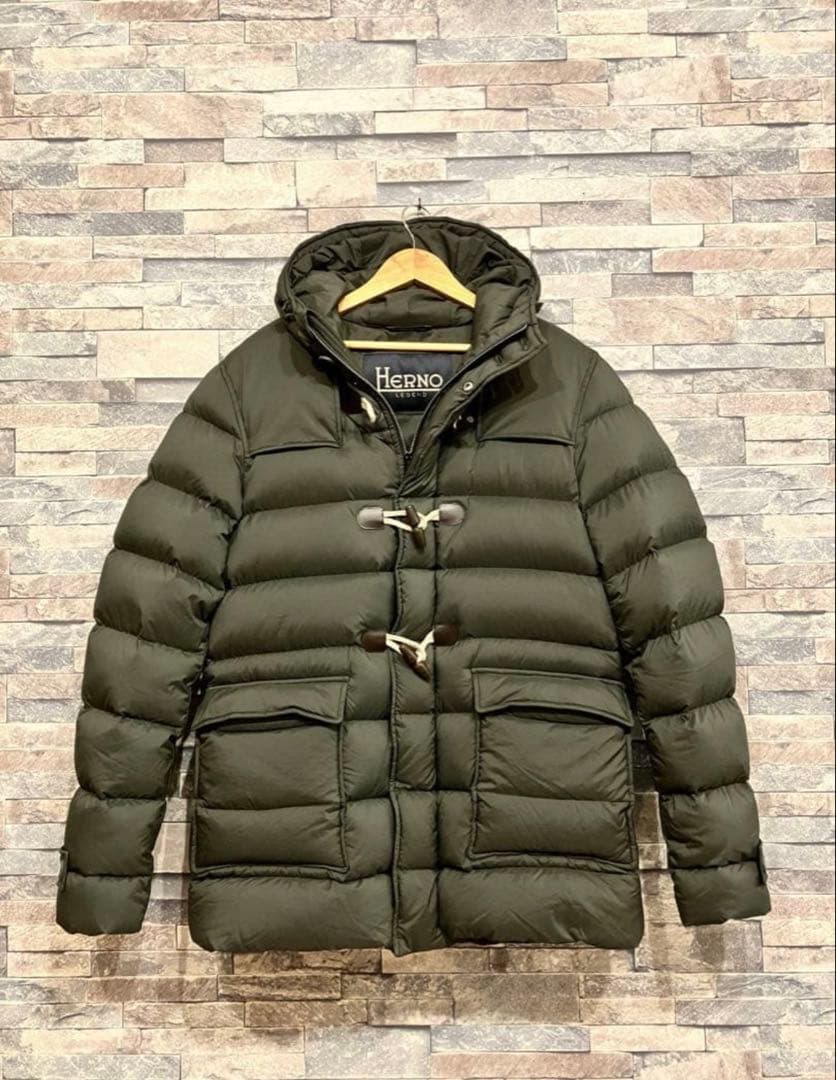 【美品】HERNO ヘルノ　レジェンド　ダッフル　ダウン　オリーブ XL HERNO - LEGEND ショートダッフルダウンコート | 4.444glad