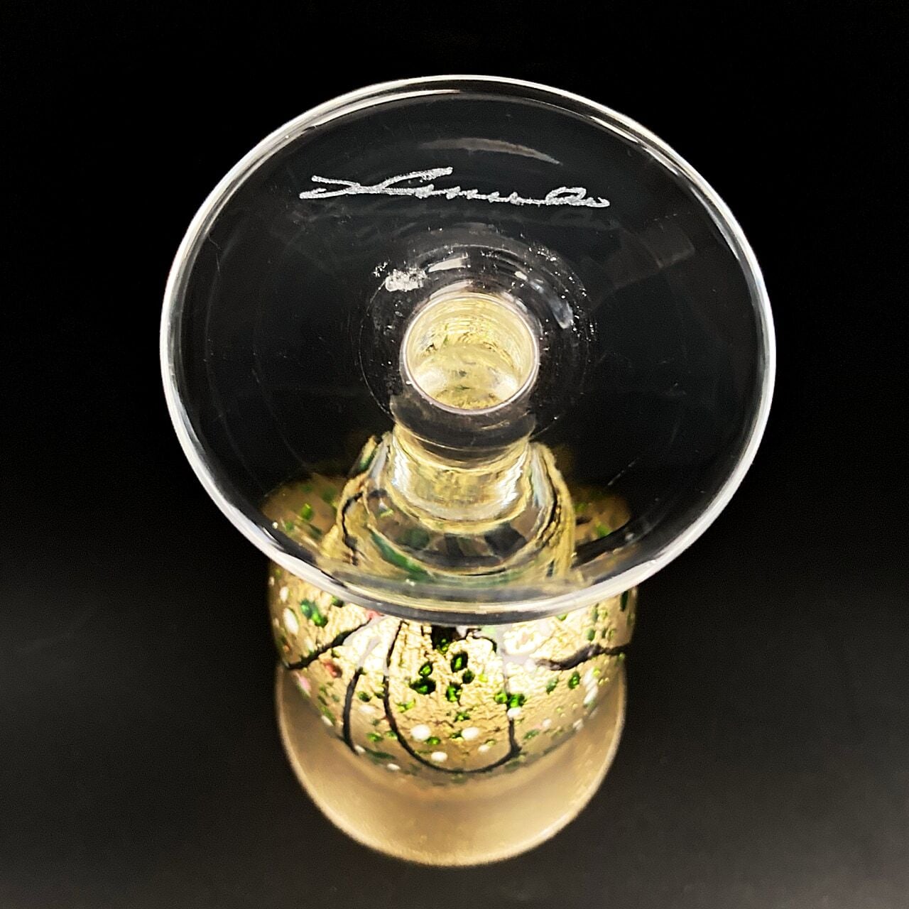 現代の名工 黒木国昭 手吹きガラス 金彩象嵌 光琳 ワイングラス 芸術品