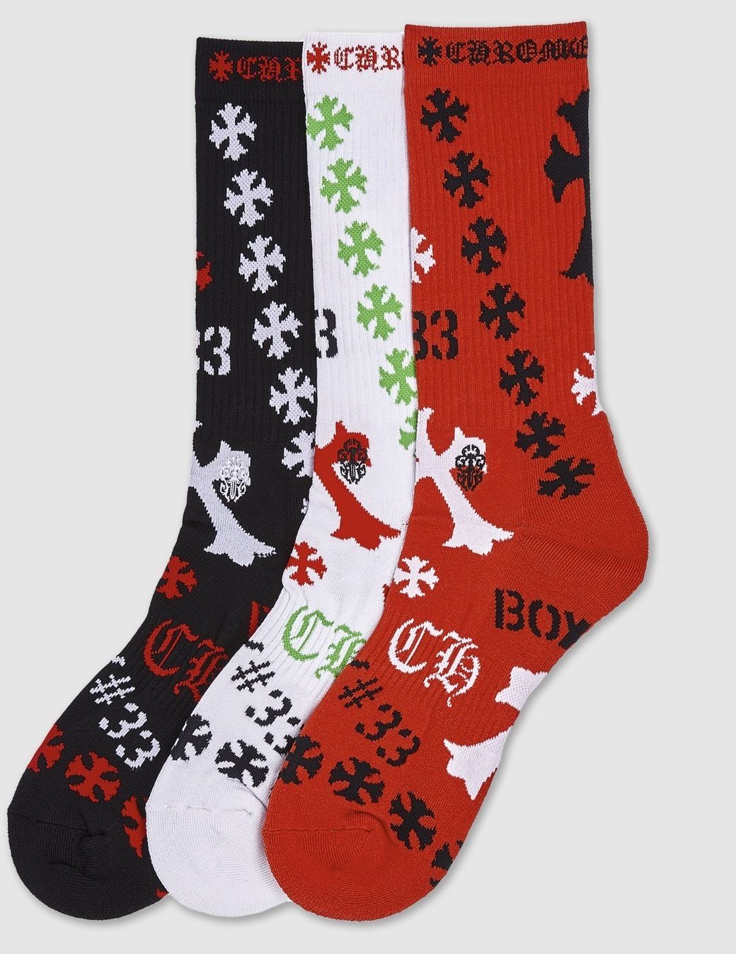 兼用【Chrome Hearts】直営 クロムハーツ ロゴ 靴下 3色 セット