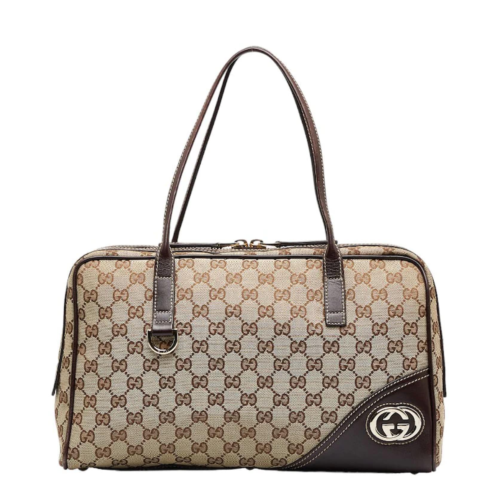 Gucci GG Canvas Britt Boston Bag 169971 Brown Cloth ref.980091