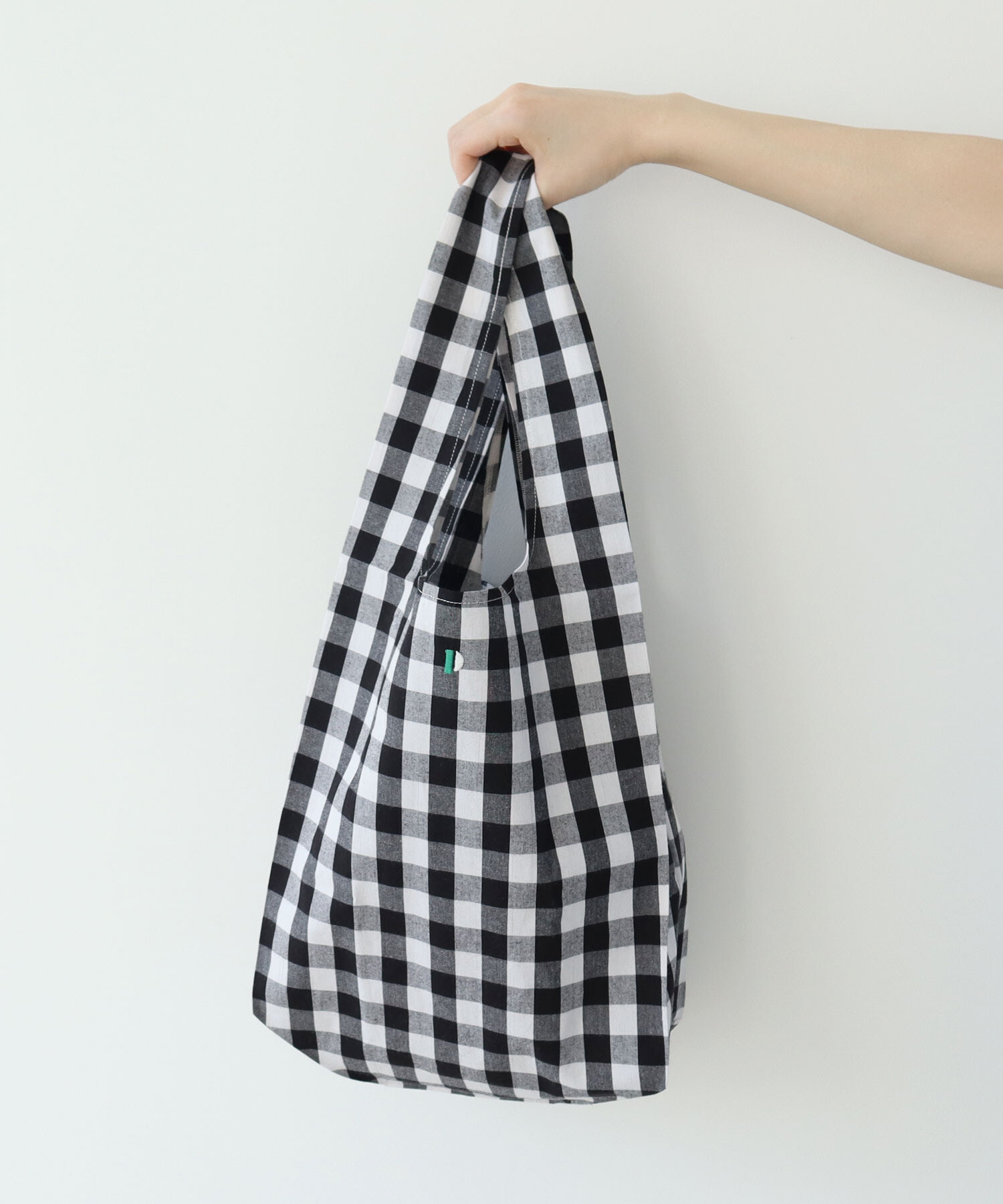 ebagos エバゴス ギンガムチェック カゴバッグ かぶせハンドル ebagos